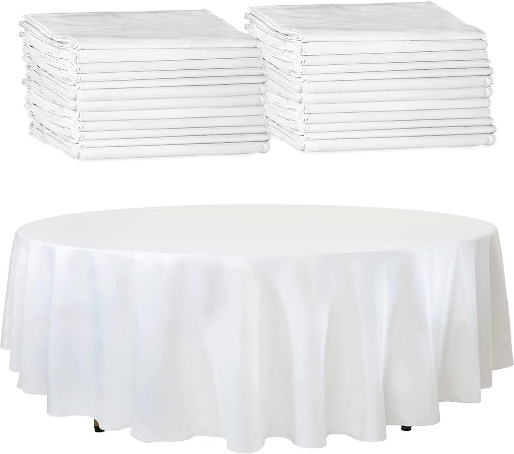 Upper Midland Products 82' Round Paper Tablecloths with Plastic Backing - 24-Pack, Elegant, All-Season, Great for Weddings and Formal Events
