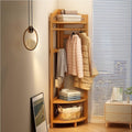 Simple Storage Rack, Floor-standing Coat Rack with Shelves, Corner Coat Rack with Hooks, Multifunctional Clothes Hanger for Living Room, Entrance, Bedroom(Beige)