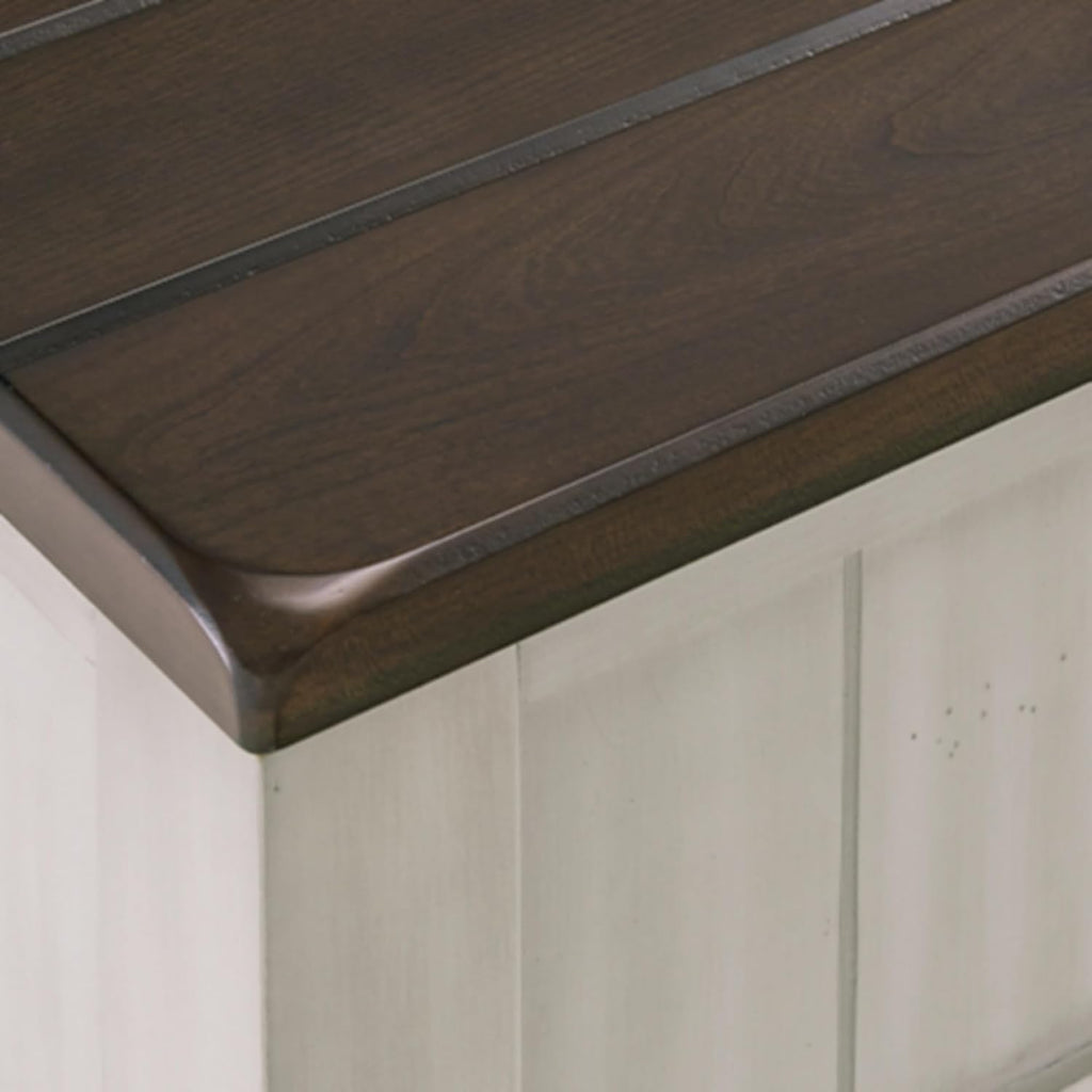 Signature Design by Ashley Darborn Farmhouse Lift-Top Coffee Table with Drawers, Lower Shelf and Casters, Light Gray & Dark Brown