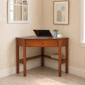 Ellen Wood Small Corner Desk with Wooden Knob Storage Drawer and Shelf – Compact Computer Table for Home Office, Bedroom, or Study, Cherry
