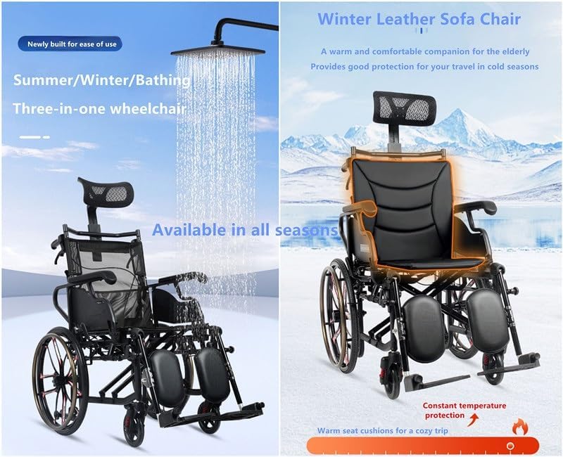 Manual Wheelchair, Lightweight Folding Wheelchair, Reclining Wheelchair, Shower Chair, Bathing Wheelchair, Mobility Scooter for The Elderly and Disabled