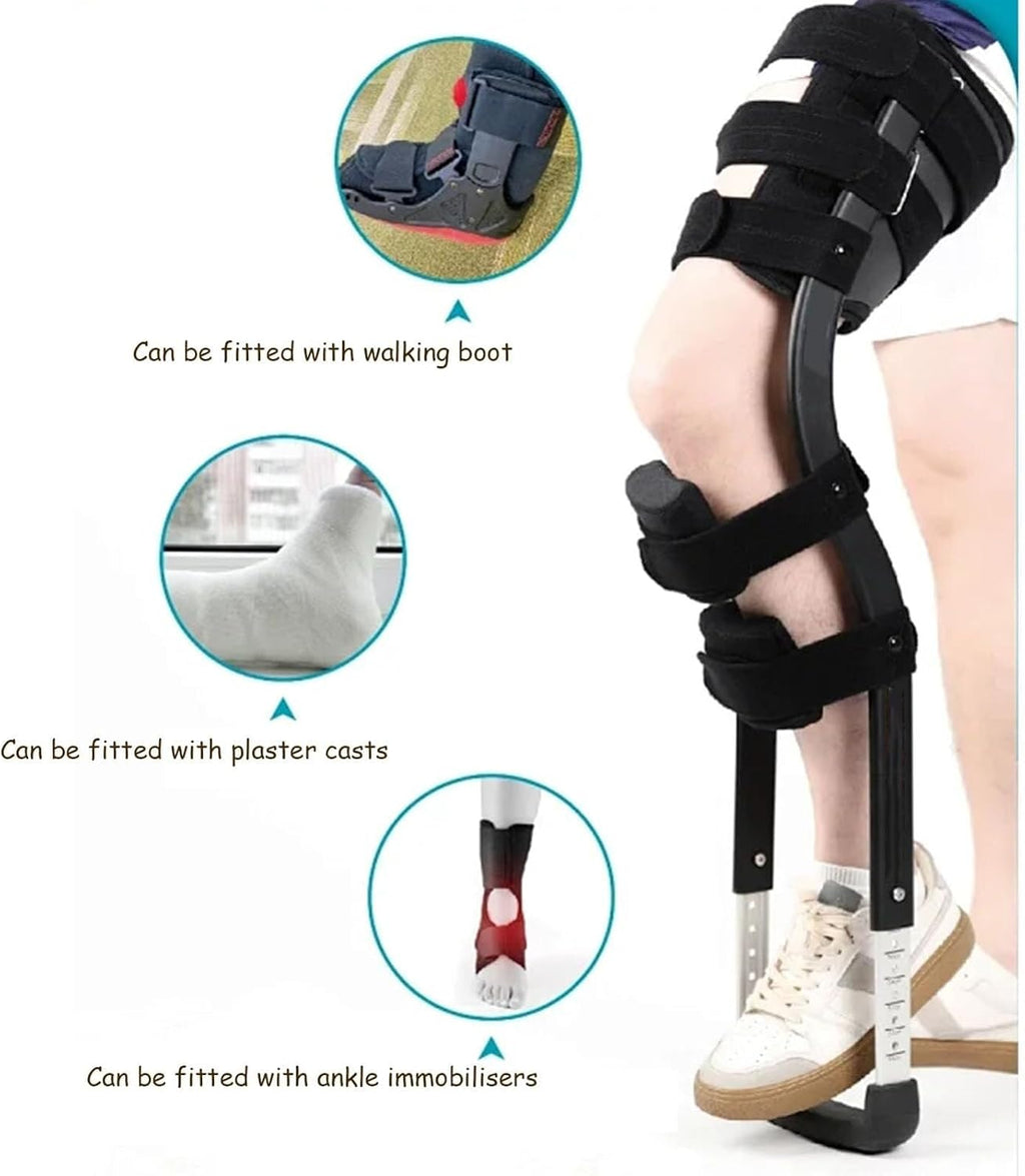 FoRes Walking Aids Pain Free Knee Crutch Hands Free Crutch Adjustable Crutches for Walking Leg Knee Mobility Support for Disability Elderly Injury Ankle Fracture