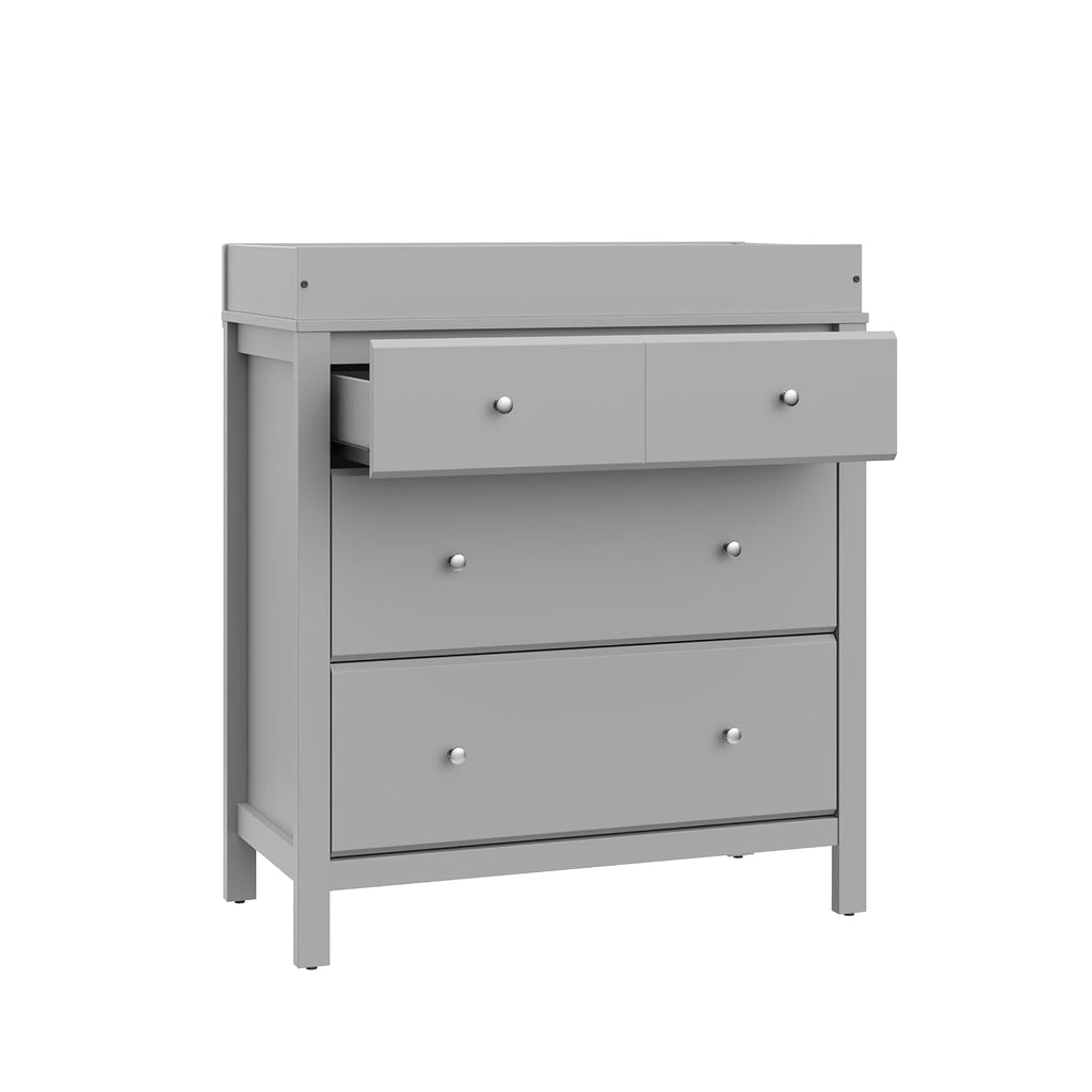 Storkcraft Horizon 3 Drawer Chest with Changing Topper (Pebble Gray) – GREENGUARD Gold Certified, Includes Removable Changing Table Topper, Chest of Drawers for Nursery & Kids Bedroom