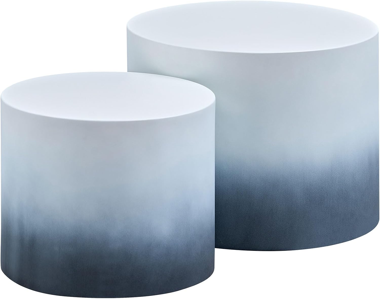 Round Coffee Table Set of 2, Nesting Coffee Table and End Table Set Wood Small Circle Drum Side Table for Living Room Office, No Assembly,Black&White