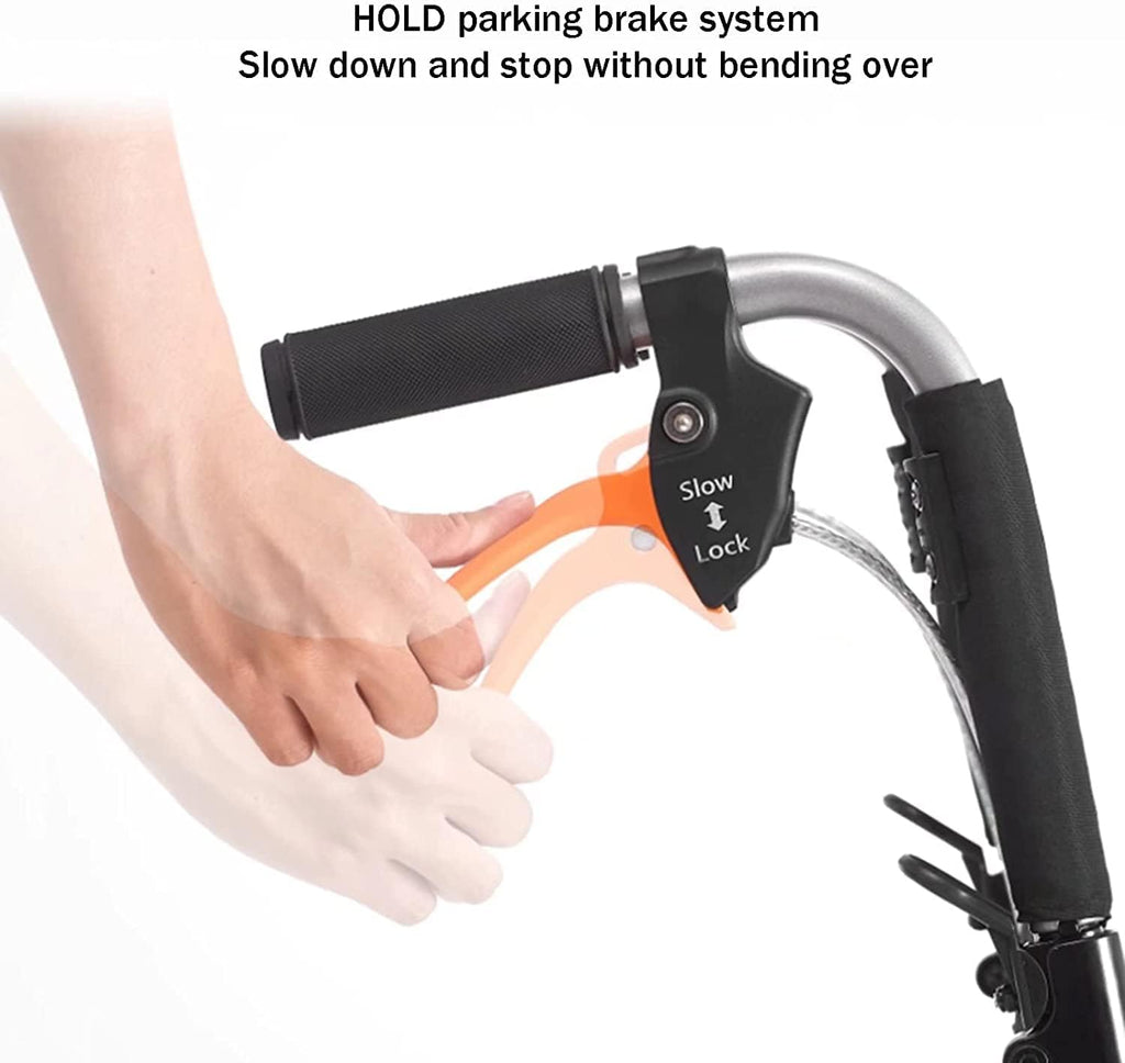 Wheelchair Aluminum Alloy Foldaway Scooter, Folding Lightweight Elderly Manual Wheelchair for Home, Capicity 100kg Folding Hand Truck with Safety Belt