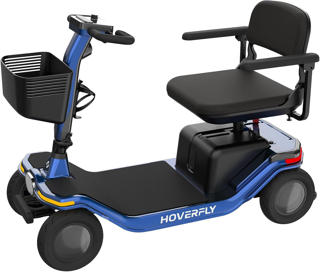 Hoverfly T5 Mobility Scooter for Seniors, Max 16.8-Mile Range & 5 mph, 3-Position Seat & Anti-slip Rear Wheel, Removed Battery & Quick Fold Design, Solid 9' Tire&330 lb Capacity, Ease of Assembly Blue