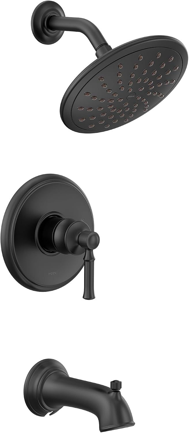 Moen UT2283EPBL Dartmoor M-CORE 2-Series Eco Performance 1-Handle Tub and Shower Trim Kit with 8-Inch Rainshower, Valve Required, Matte Black