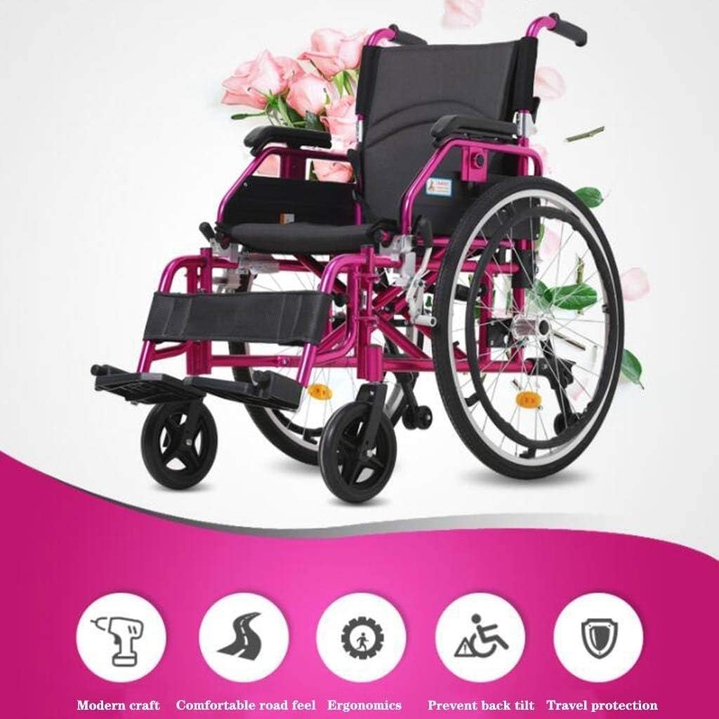 Wheelchair Lightweight Foldable, Manual with Non-Pneumatic Tire Adjustable Pedals Aluminum Alloy Push Scooter,Portable