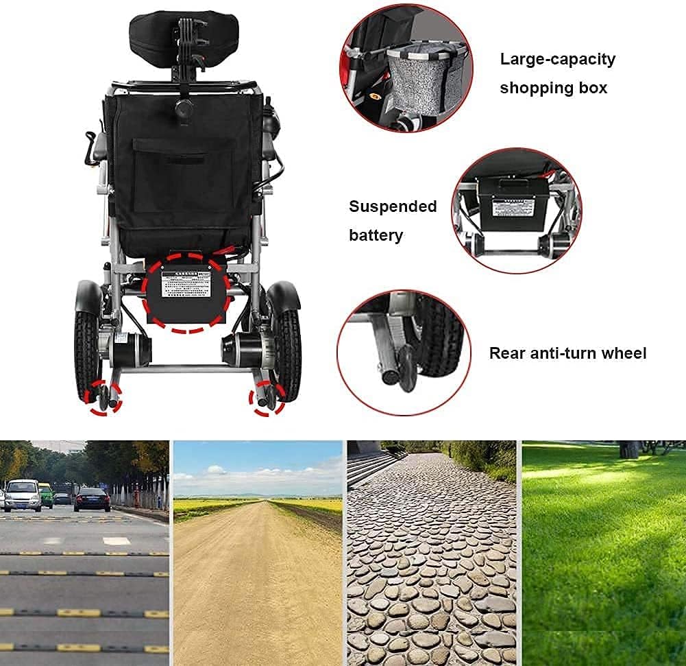 Aluminum Alloy Electric Wheelchair Portable Folding Headrest Trolley Travel Scooter for The Elderly with Disabilities
