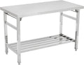 Garvee 48x24 Inch NSF Stainless Steel Folding Table – Heavy-Duty Commercial Prep Table for Kitchen, Restaurant & Home, 500 lbs Capacity with Adjustable Undershelf, Easy to Assemble