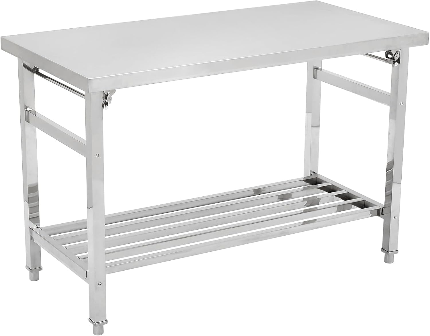 Garvee 48x24 Inch NSF Stainless Steel Folding Table – Heavy-Duty Commercial Prep Table for Kitchen, Restaurant & Home, 500 lbs Capacity with Adjustable Undershelf, Easy to Assemble