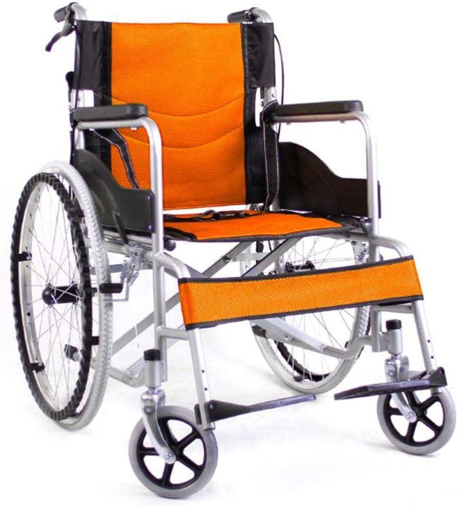Wheelchair Manual,Fold Light Old Man Scooter Portable Travel Super Light Seniors/Disabled Trolley Transport Chair,portable(Yellow)