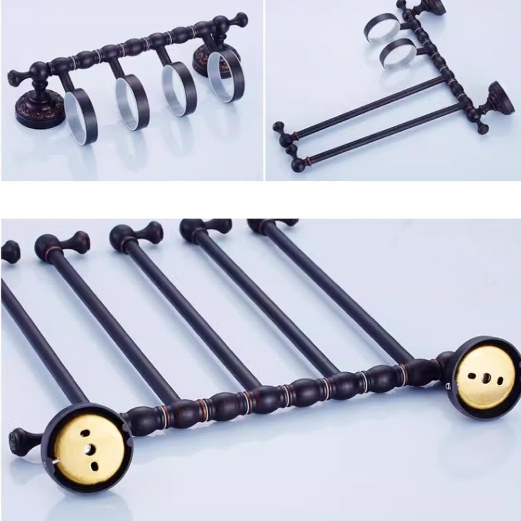 ZHOUXIAO Oil Rubbed Bronze Swing Out Towel Bar Holder/Brass Swivel Multiple Towel Rack for Bathroom or Kitchen, Towel Bar Folding Arm Swivel Hanger Bathroom Storage Wall Moun U