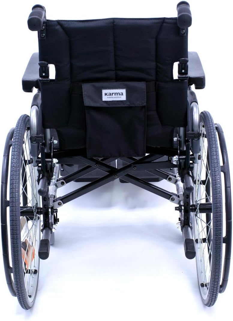 Karman Flexx Ultra Lightweight Wheelchair, 18' X 16', Black Frame | Fully Adjustable, Quick Release Rear Wheel Axle, Folding Backrest
