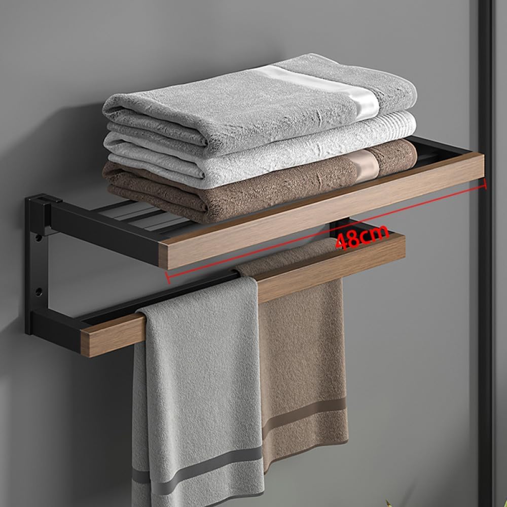Bathroom Hardware Set Black Wood Bath Accessories Wall Mounted Towel Rack Towel Bar Toilet Brush Towel Hooks Paper Holder,b
