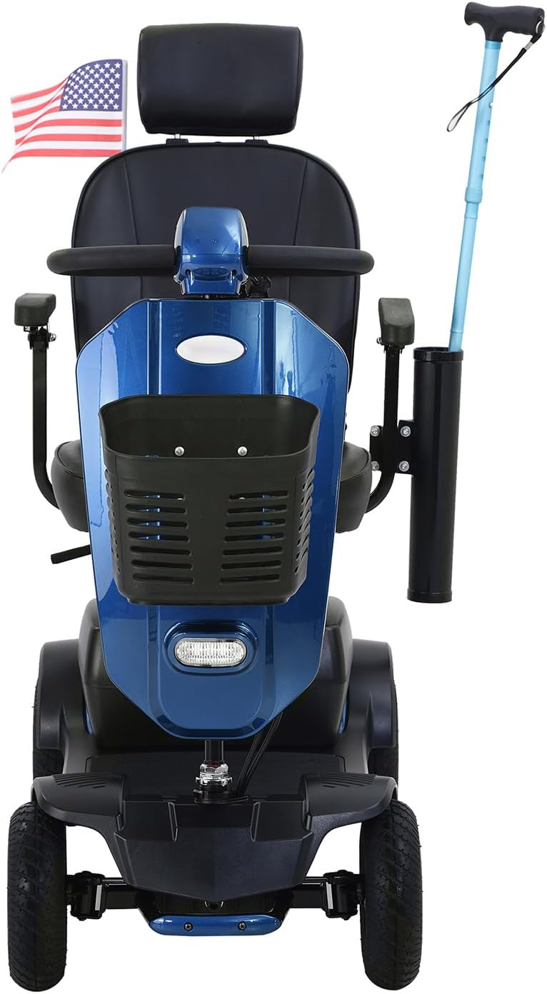 Mobility Scooters for Seniors & Adults 400 Lb Weight Foldable,All-Terrain Heavy Duty 4 Wheel Powered Scooter,Portable Disability Mobile Electric Wheelchair with Comfort Seat,15Miles,5MPH,Blue