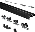 Heavy Duty Bypass Sliding Closet Door Track Hardware 96', 8 FT Aluminium Pocket Door Track Rail Set, Smoothly and Quietly, for 2 Door System,Black