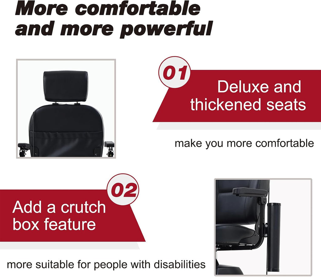 Mobility Scooters for Seniors & Adults 400 Lb Weight Foldable,All-Terrain Heavy Duty 4 Wheel Powered Scooter,Portable Disability Mobile Electric Wheelchair with Comfort Seat,15Miles,5MPH,red