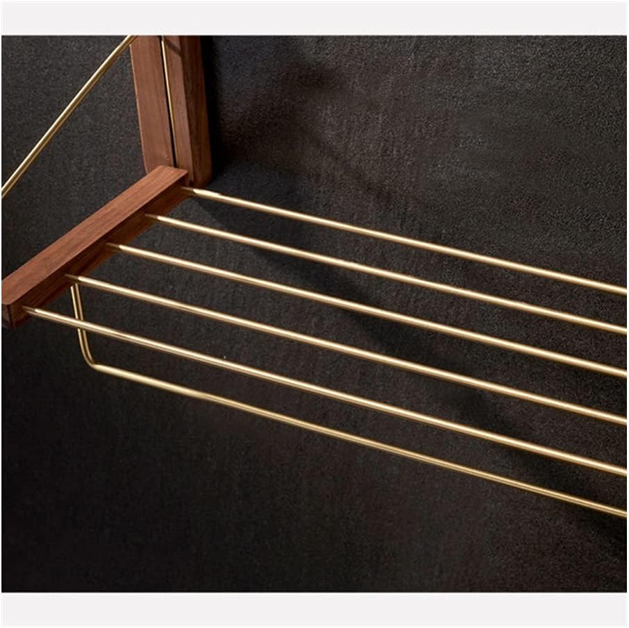 LSLYTQ Towel Rail Rack Towel Rack, Bathroom Towel Holder, Bathroom Shelf, Wall-Mounted Brass Storage Rack, Perforated Solid Wood Towel Bar for Bathroom Kitchen