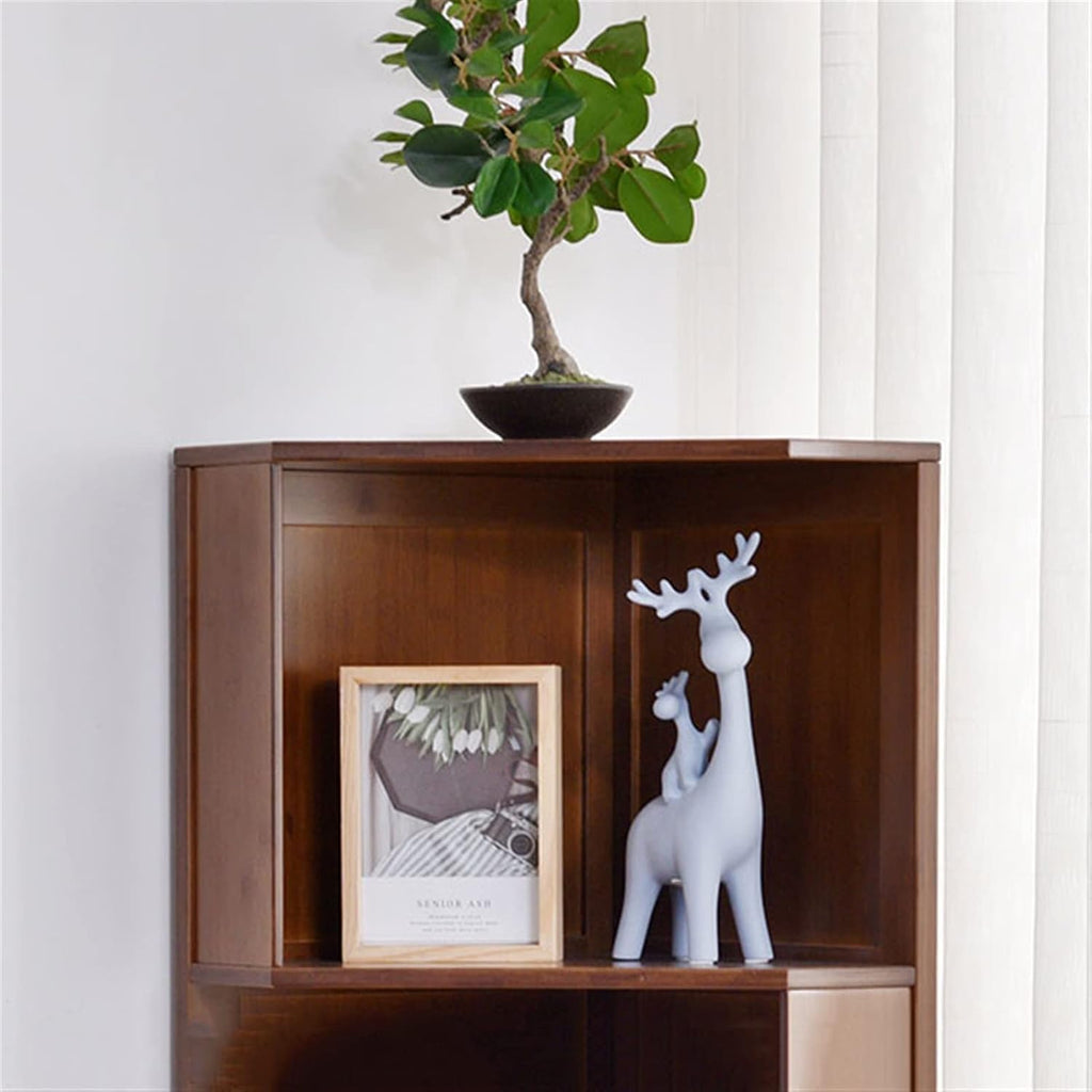 TOMYEUS Bookshelf Creative Wooden Triangle Bookshelf Corner Small Bookshelf Floor-to-Ceiling Corner Shelf for Living Room Bedroom Office Bookcase Storage Rack