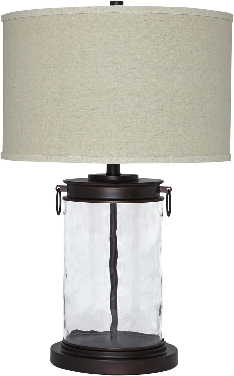 Signature Design by Ashley Tailynn Modern 25.25' Glass Table Lamp with Hardback Shade, Clear