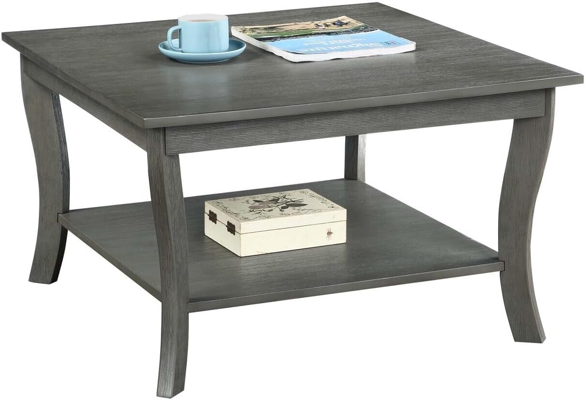 HomeStock Square Coffee Table - Solid Wood Living Room Accent Table - 30' x 30' x 18' Dark Gray