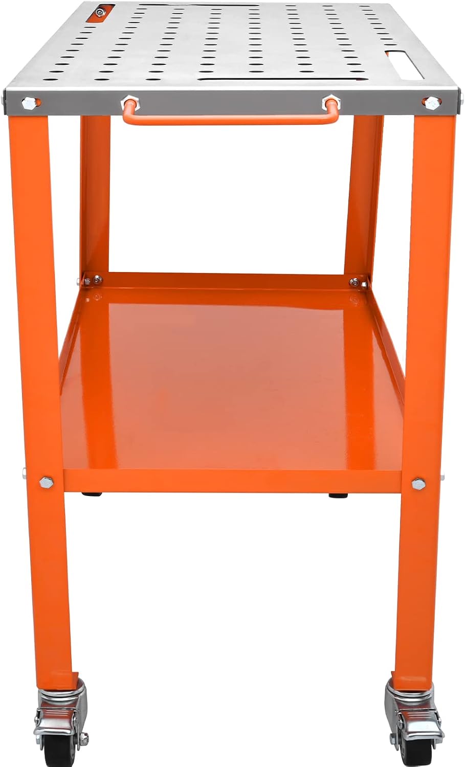 VEVOR Welding Table 36'x18', 1200lbs Load Capacity Steel Welding Workbench Table on Wheels, Portable Work Bench with Braking Lockable Casters, 4 Tool Slots, 5/8-inch Fixture Holes, Tool Tray
