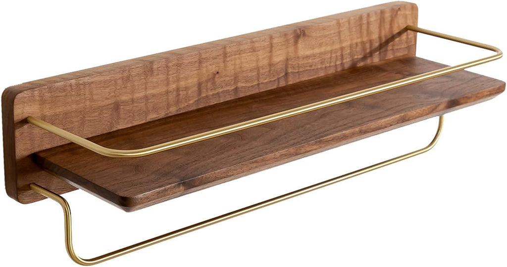 Solid Wood Bathroom Rack, Cosmetic Storage Rack, Towel Bar, Vanity Table, Wall-Mounted Wall-Free Punching