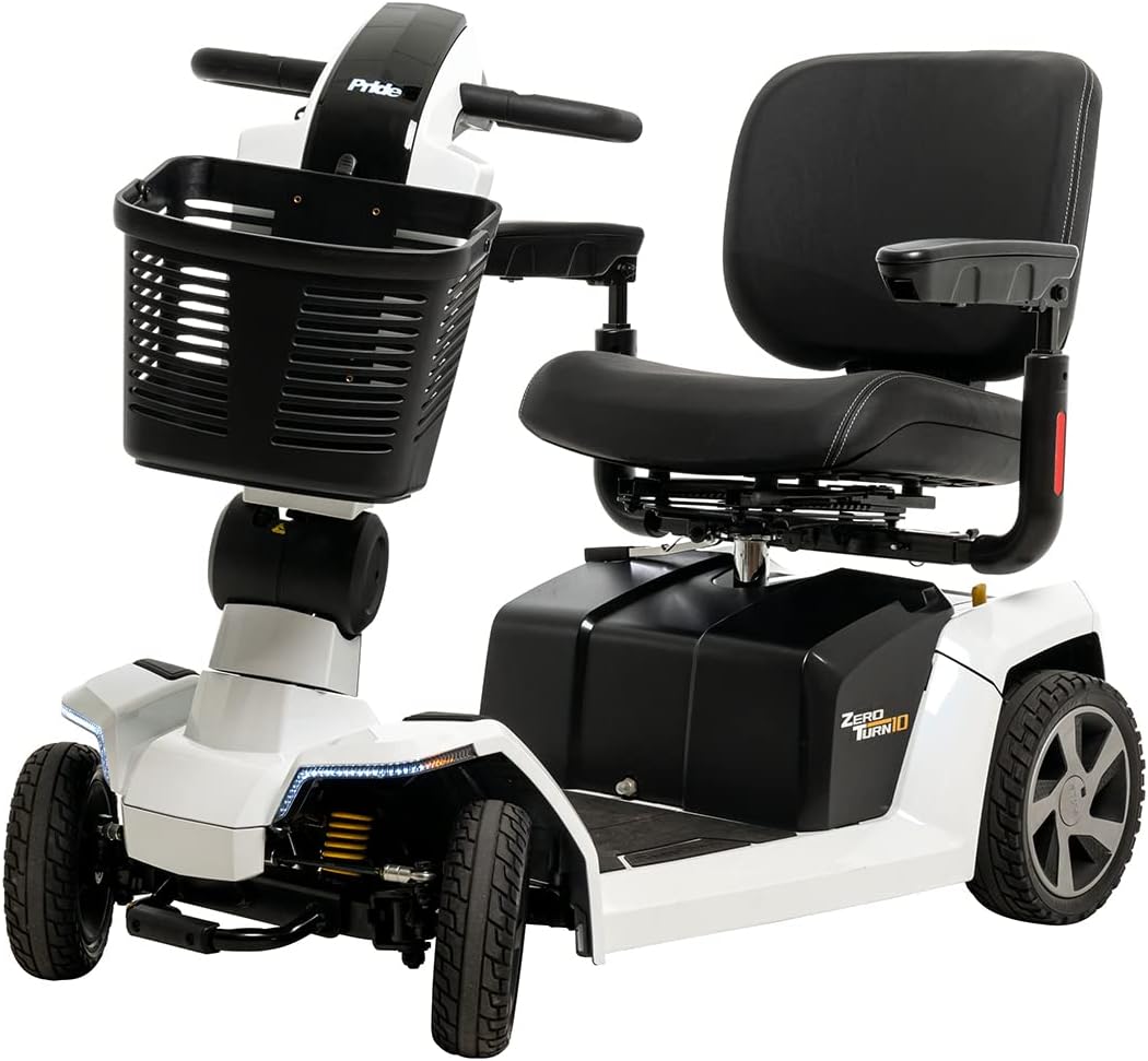 Pride Mobility ZT10 (Zero Turn 10) Four Wheel Recreational Scooter with CTS Suspension, 400 lbs. Weight Capacity (Pearl White)