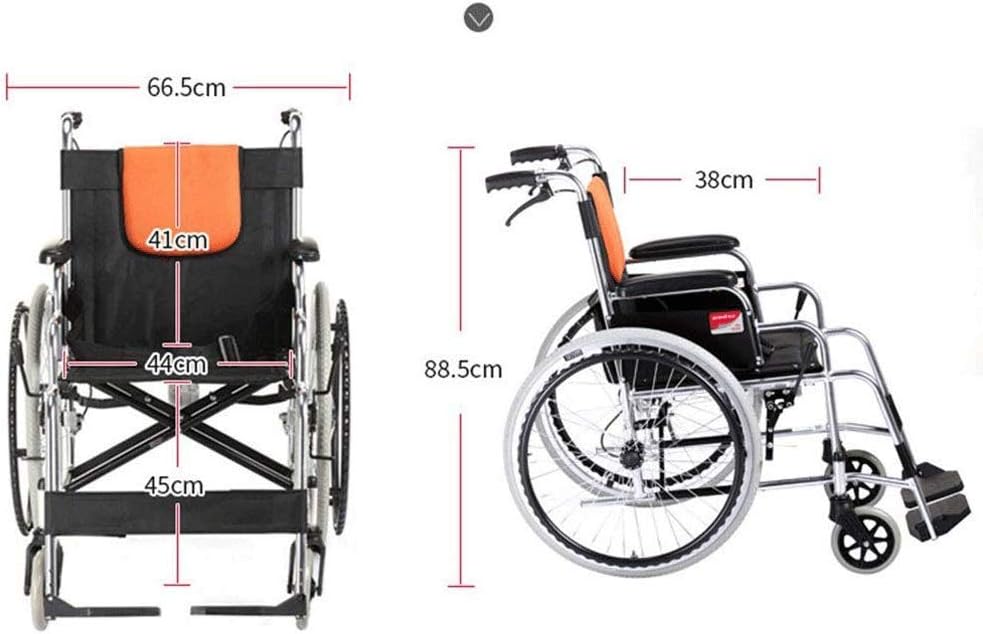 Wheelchair,Wheelchair Folding Lightweight Old-Fashioned Double-Brake Elderly Scooter Elderly Helper Trolley, Stainless Steel
