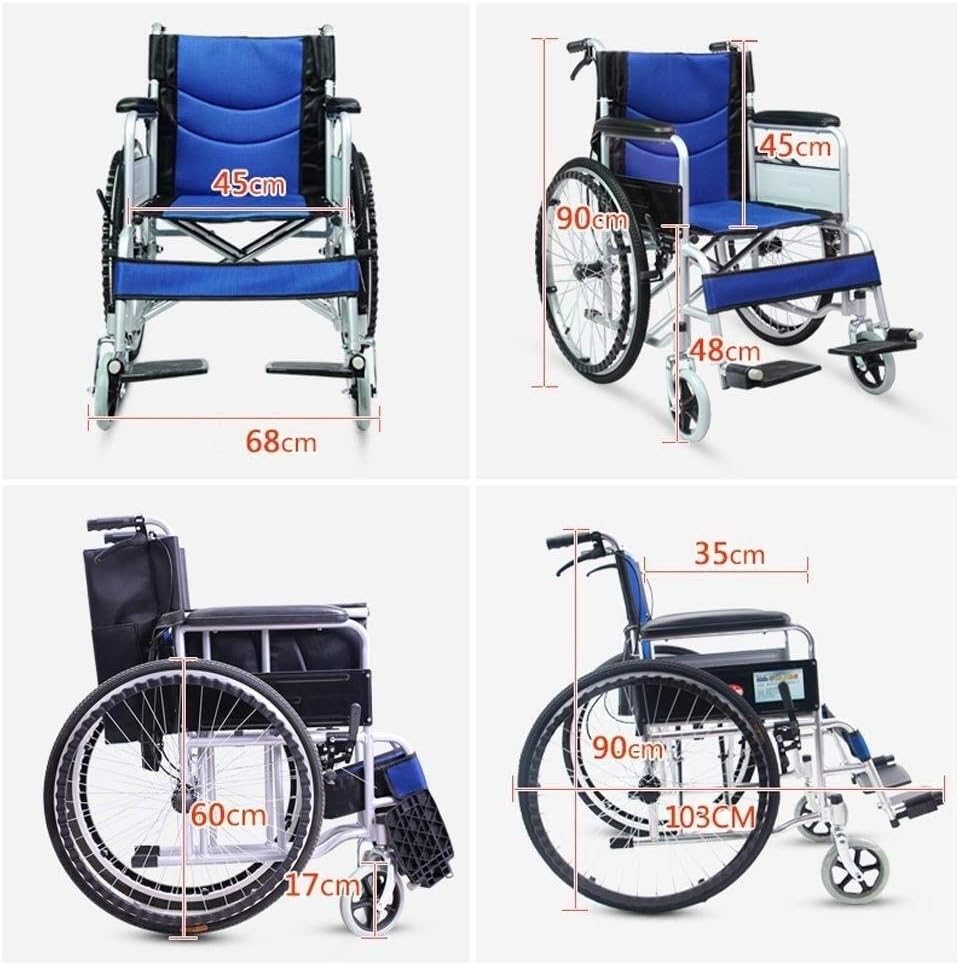 Wheelchair Fold Scooter, Lightweight Portable with Adjustable Foot Pedal Travel Trolley Seniors with Disabilities,Portable