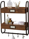 Rustic Wooden Bathroom Shelf for You Industrial Pipe Shelving Shelves Bookcase Wood Metal Wall Mounted Towel Bar Hanging Storage Racks Floating