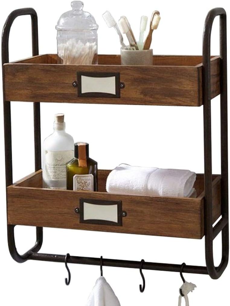 Rustic Wooden Bathroom Shelf for You Industrial Pipe Shelving Shelves Bookcase Wood Metal Wall Mounted Towel Bar Hanging Storage Racks Floating
