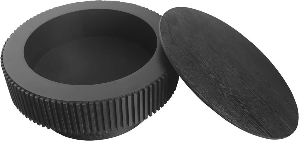 JUSTONE 31.5' Round Coffee Table,Farmhouse Wood Coffee Table with Storage for LivingRoom,Apartment,Office,Black
