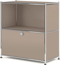 32.5-Inch Flip-Top Storage Cabinet with Detachable Wheels, Metal Side Table and Small Sideboard Cabinet for Living Room, Bedroom, Office, Orange