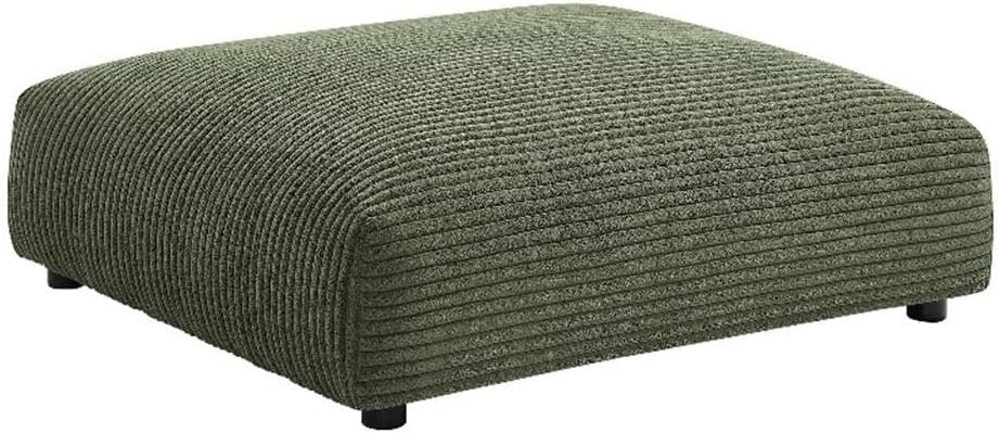 Modway Solace Modular Corduroy Ottoman in Fern - Oversized Square Ottoman Coffee Table - Corduroy Upholstered Ottoman Seat - Modern Large Footstool - Soft Sitting Stool Couch Table for Living Room