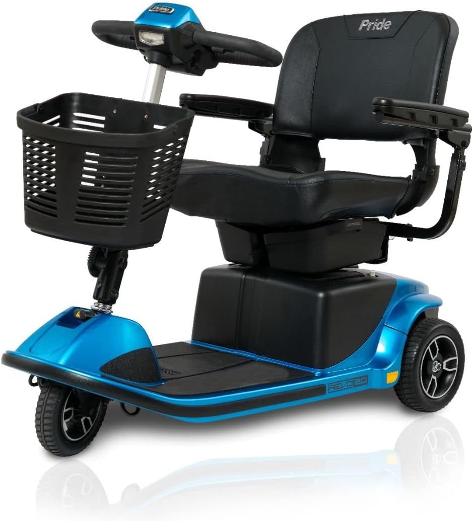 Pride Revo 2.0 3-Wheel Mobility Scooter with Ext Warranty (Blue)