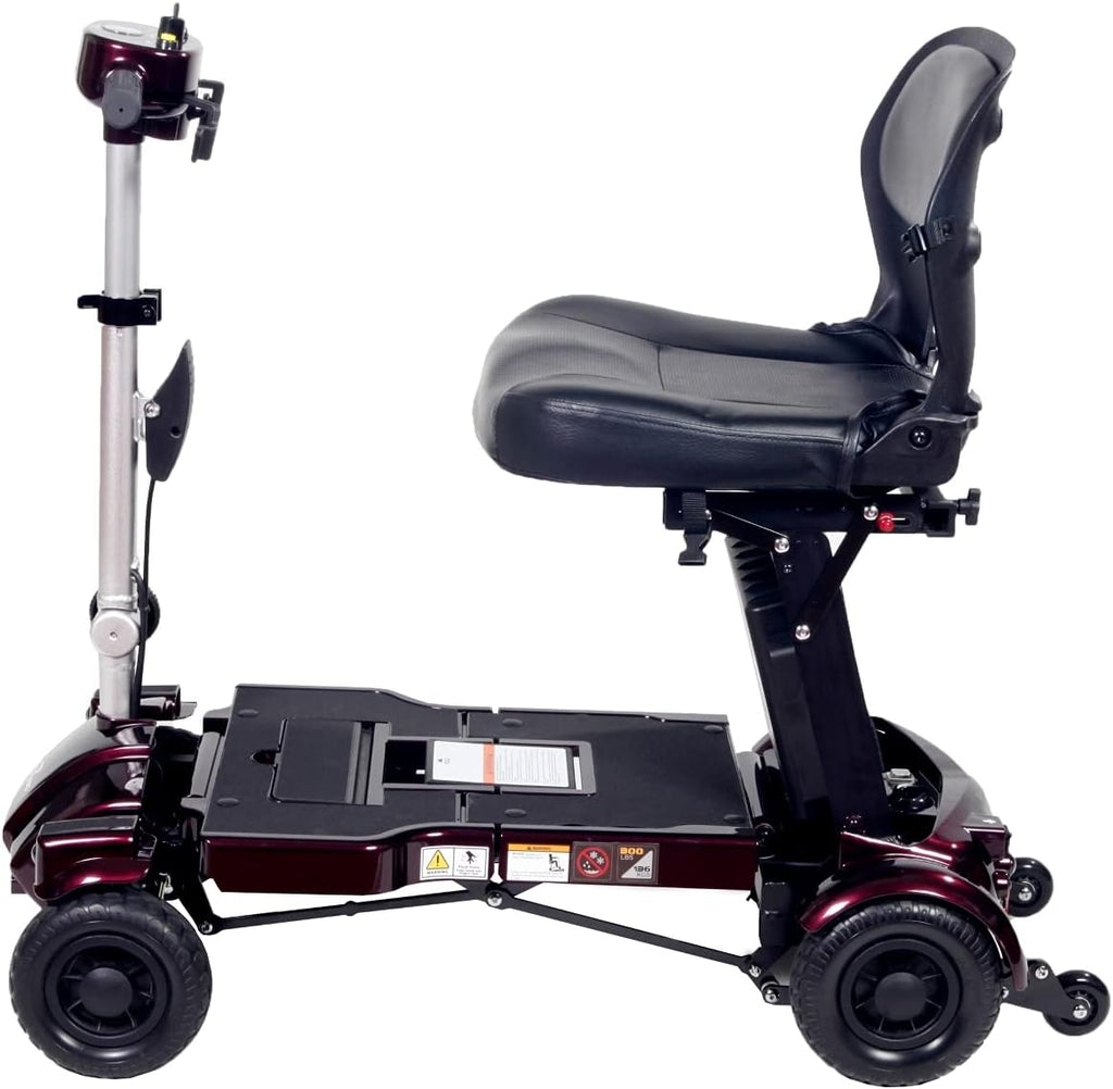 iLiving i3 Foldable Electric Scooter Mobility for Seniors and Adults, Alternative to Wheelchair, Portable and Travel Friendly – Upgraded Seat, 17 Inch, 53 Pounds (Burgundy)