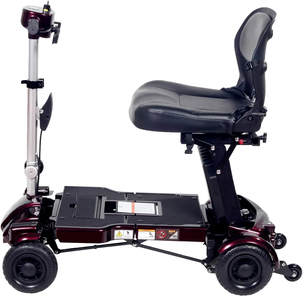 iLiving i3 Foldable Electric Scooter Mobility for Seniors and Adults, Alternative to Wheelchair, Portable and Travel Friendly – Upgraded Seat, 17 Inch, 53 Pounds (Burgundy)