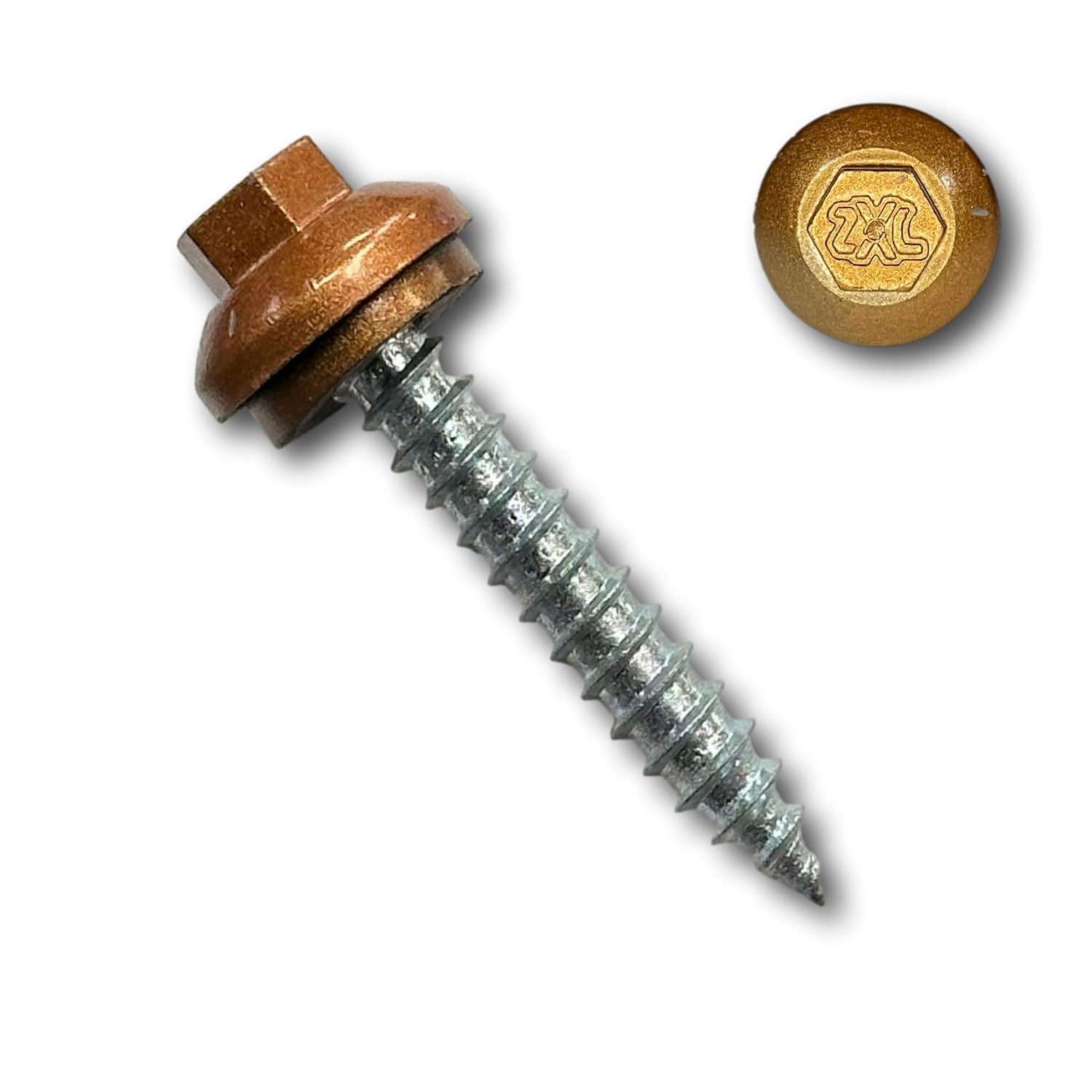 EAGLE 1 Long-Life Metal Roofing Screws: #14 x 1.5 Dome Cap Metal Roofing Screws (250-Count), Self-Tapping Tip, EPDM Washer, Multiple Colors/Includes 5/16' Magnetic Hex Bit Driver (Copper, 250)