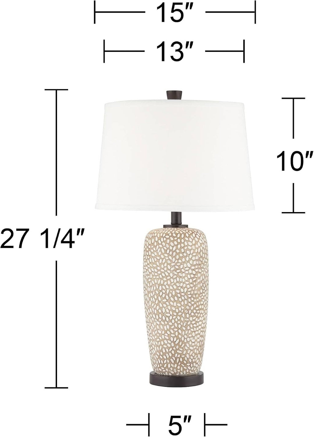 360 Lighting Anna 27 1/4' Tall Modern Coastal Table Lamps Set of 2 Beige Pebbled Fabric White Shade Living Room Bedroom Bedside Nightstand House Office Home Reading Kitchen Entryway Console Family