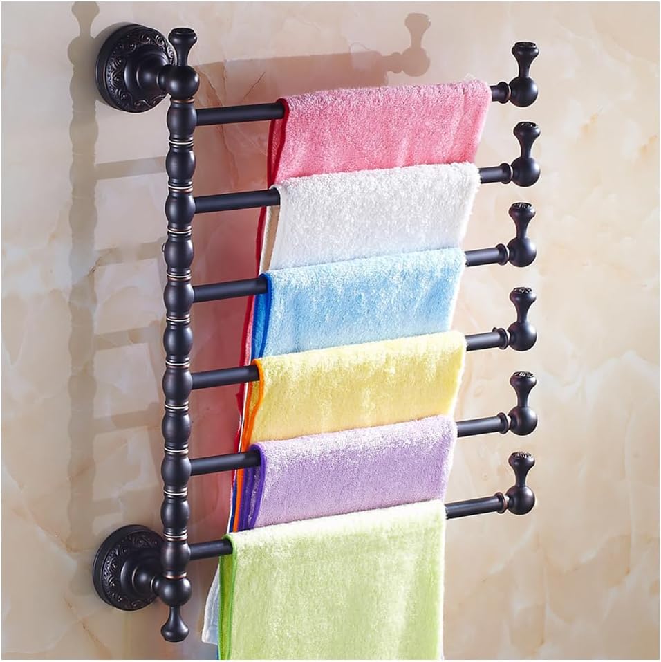 ZHOUXIAO Oil Rubbed Bronze Swing Out Towel Bar Holder/Brass Swivel Multiple Towel Rack for Bathroom or Kitchen, Towel Bar Folding Arm Swivel Hanger Bathroom Storage Wall Moun T