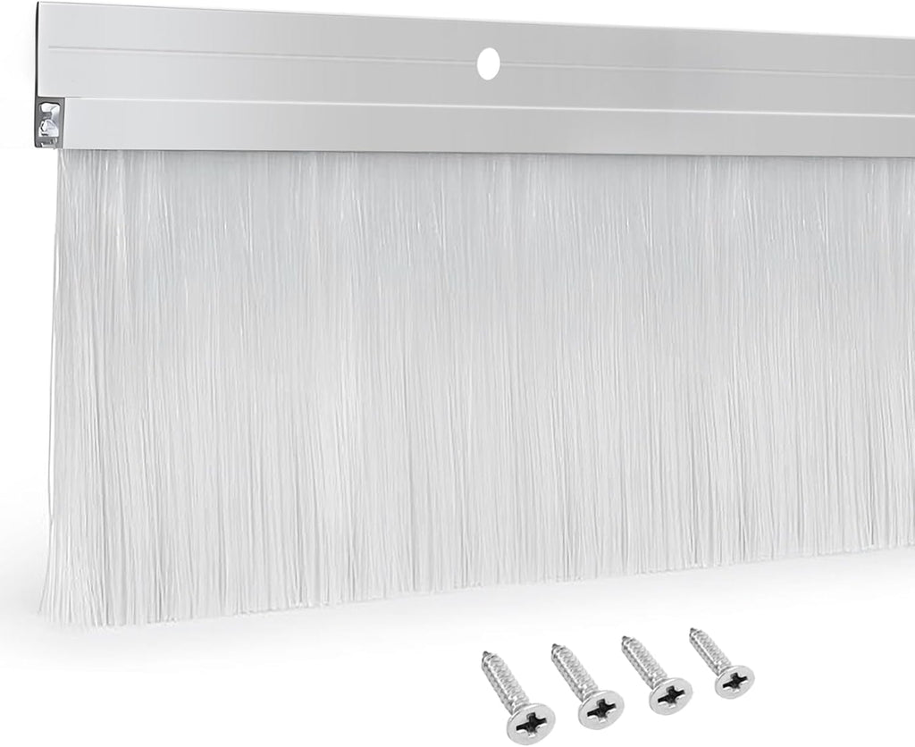 12-Set Door Brush Sweep – 2.80' x 39.3' CEPIA Garage Door Seal –White Roll Up & Exterior Door Sweep for Bottom Gap Protection (472 in / 12000 mm)
