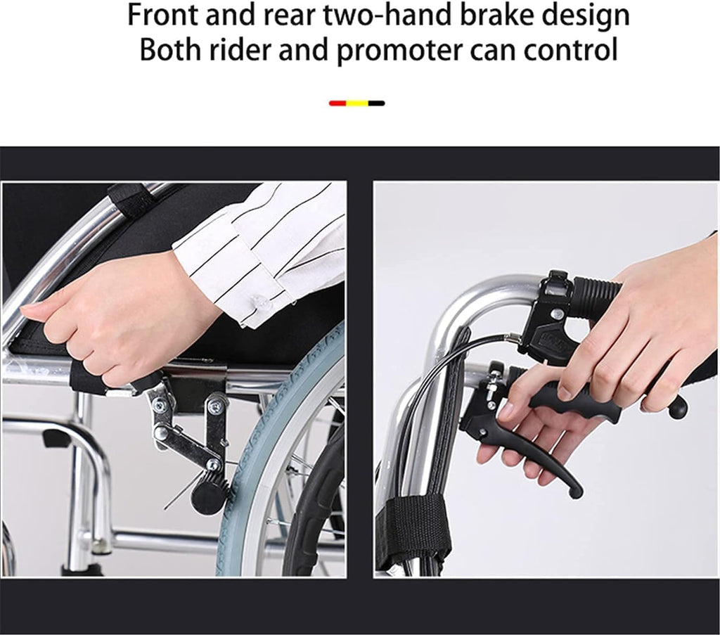 Wheelchairs Folding Wheelchairs, Self Propelled Wheelchairs Practical Lightweight Travel Out Folding 2.00Mm Thick Aluminum Alloy Humanized Wheelchair an Mobility Scooter,24Inch,nice