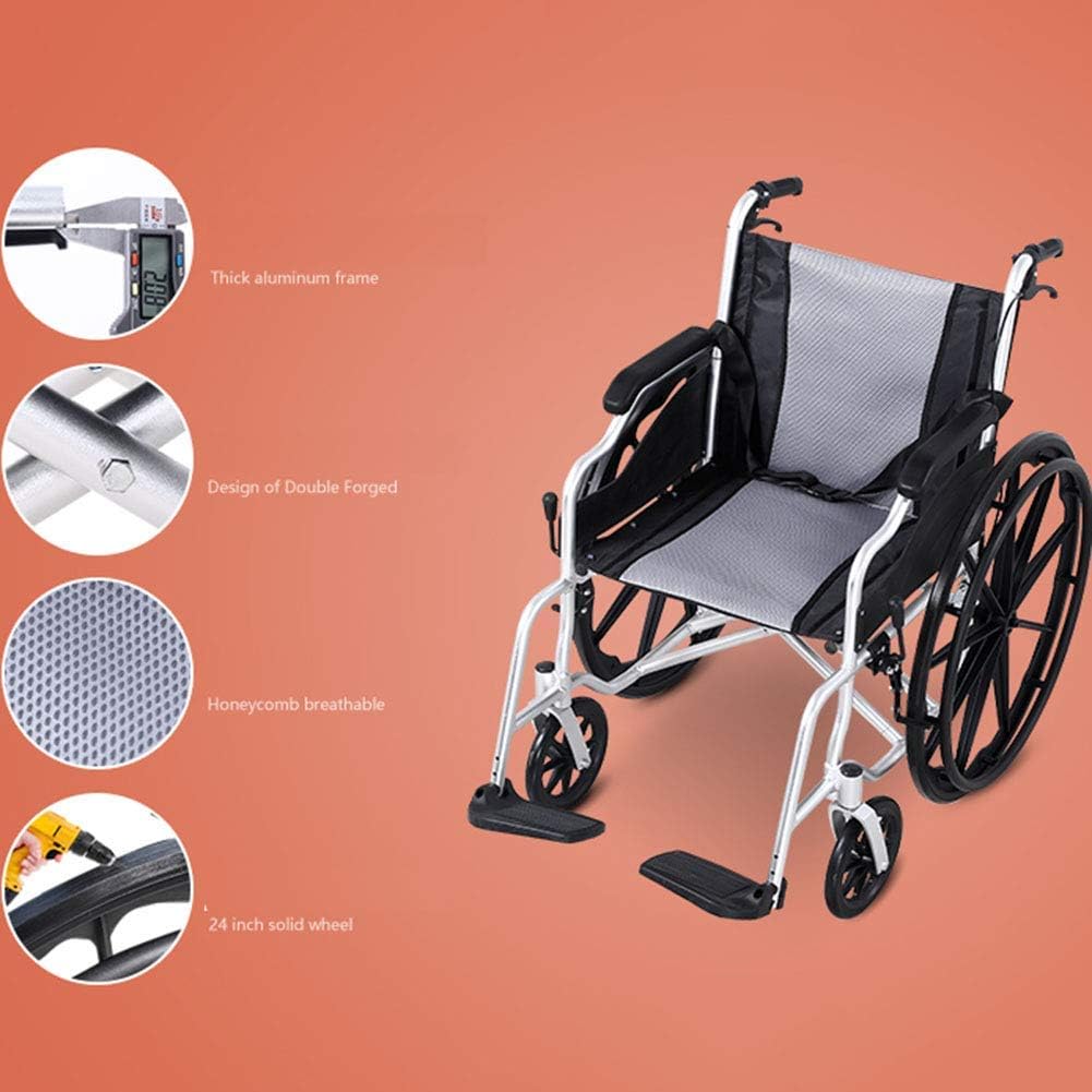 Wheelchair Lightweight Folding Aluminum Frame Comfortable Shock Absorber Tire Old Man Cart Multi-Function Travel Scooter