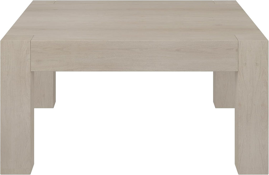 Henn&Hart 34' Square Coffee Table with Wood Top for Living Room, Family Room, Office, or Apartment, Beech White