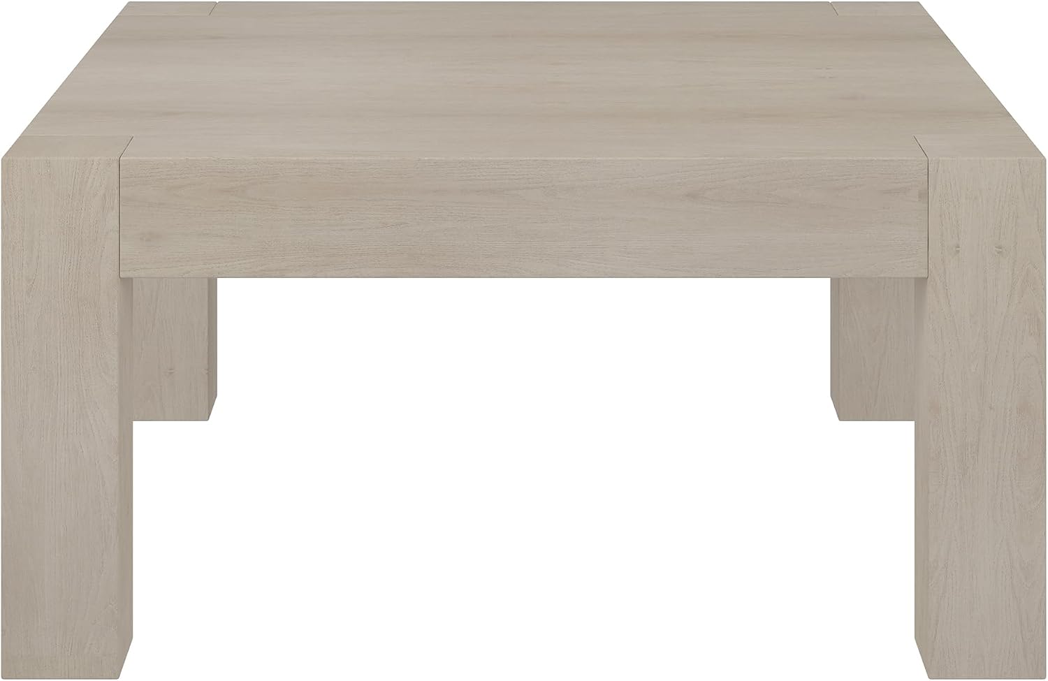 Henn&Hart 34' Square Coffee Table with Wood Top for Living Room, Family Room, Office, or Apartment, Beech White