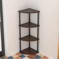 Small Corner Shelf, 3-5Tier Wall Corner Bookshelf, Free Standing Corner Bookshelf, Stylish Display Shelf for Small Space, Living Room, Bedroom(Black,4nd Floor)
