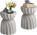 COSIEST Outdoor Side Table,2 Pieces Concrete Contemporary Lightweight Side Table,Patio End Accent Table, Modern Table for Livingroom,Garden,Patio,Grey
