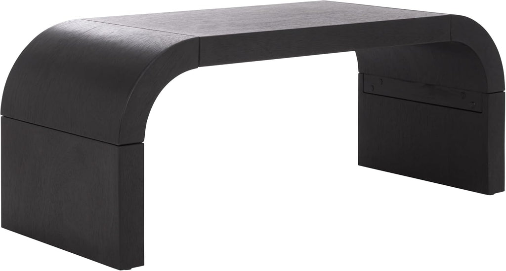 SAFAVIEH Home Collection - Liasonya Coffee Table, Black with Curved Base Waterfall Design for Living Room (COF6610C)